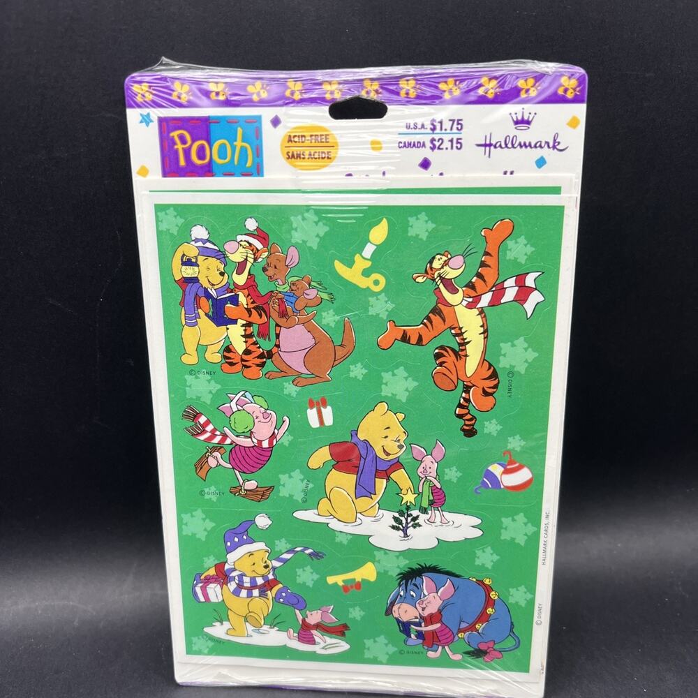 Vintage Hallmark Disney Winnie the Pooh Stickers Christmas Piglet Tiger Kangaroo